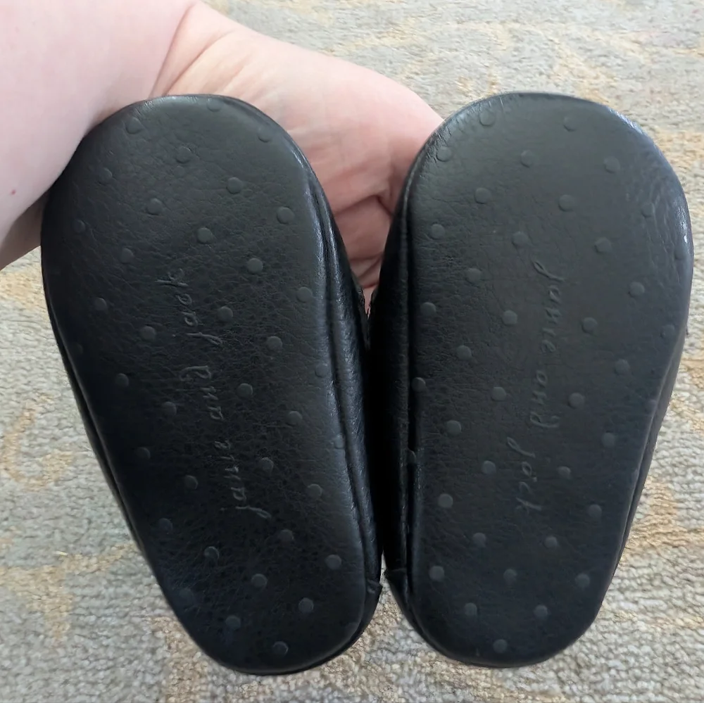 Janie & Jack Black Leather Baby Loafers Sz 3